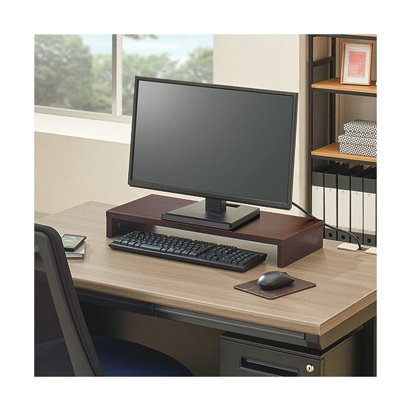 (まとめ) YAMAZEN木製デスク上スタンド 幅600×奥行250×高さ80mm オフホワイト MDTS-6025(OW) 1台 【×3セット】 [2]