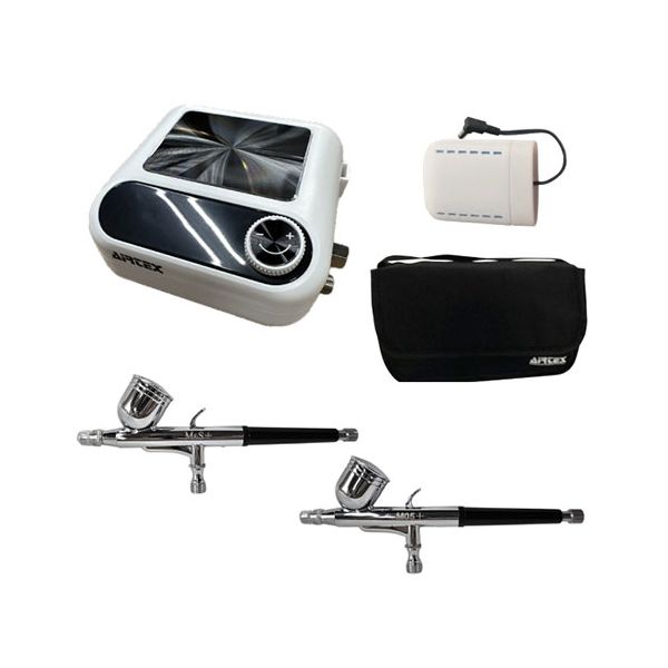 エアテックス　エアブラシ コンプレッサー　spica　スピカ エアテックス エアブラシワークセットSPiCA APC019-S | 画材