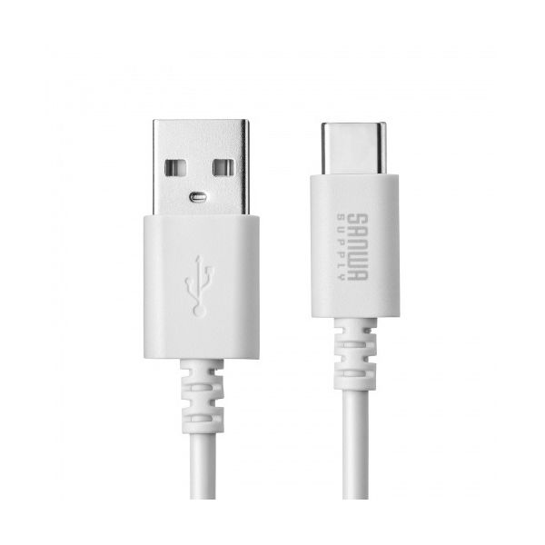 （まとめ） サンワサプライ USB2.0 TypeC-Aケーブル 1m ホワイト（RoHS指令10準拠...