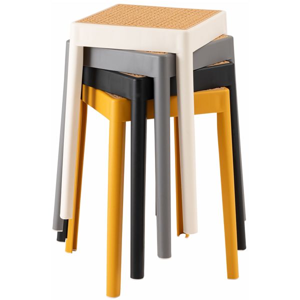 スツール 約W34×D34×H46cm ホワイト スタッキング可 軽量 椅子 スタッキングスツール インテリア家具 完成品 [3]