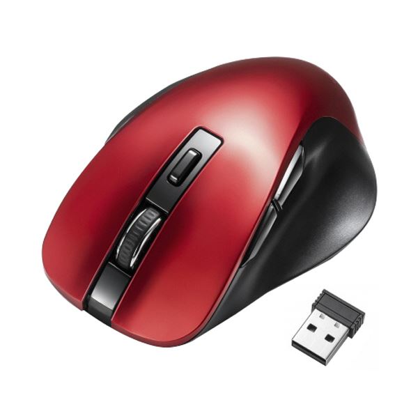 サンワサプライワイヤレスブルーLEDマウス（5ボタン） レッド MA-WB518R 1個