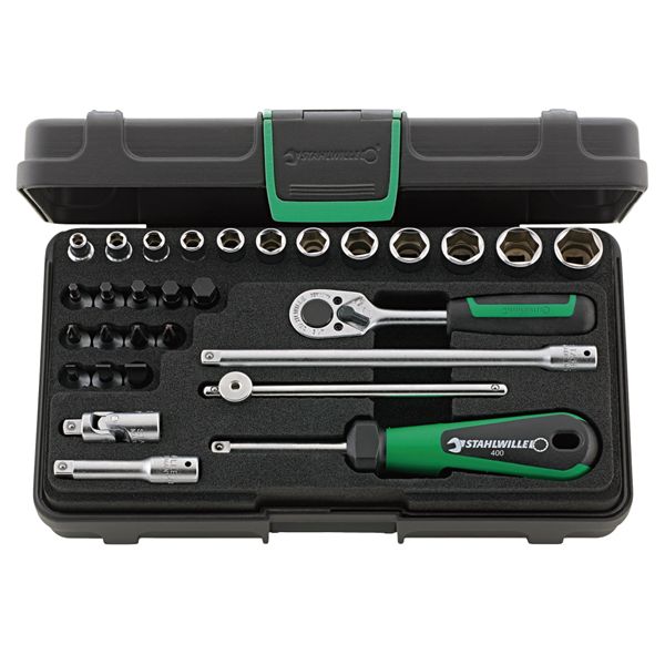 ■サイズ・色違い・関連商品■19点入■29点入■30点入[当ページ]■商品内容■AS-drive。■6角タイプ。■30pcsの1/4"SQソケットレンチセット。■商品スペック【商品名】 30点入り 1/4SQ 六角ソケットレンチセット ケース付 全長230mm 40/24/6KN【メーカー】 STAHLWILLE スタビレー【サイズ】●サイズ(mm)：W130×L230×H60●差込角(SQ；inch)：1/4【重量】●質量(g)：998【スペック】●差込角(SQ；inch)：1/4●入数(点)：30【セット内容】 ソケット(六角)：4・5・5.5・6・7・8・9・10・11・12・13・14mmマイナスビットソケット：0.6×3.5・1.0×5.5・1.2×8mmヘキサゴンビットソケット：3・4・5・6・8mmプラスビットソケット：#1・2ポジドライブビットソケット：#1・2ラチェットハンドルエキステンションバー：54・150mmユニバーサルジョイントドライバーハンドルスライドTハンドル■送料・配送についての注意事項●本商品の出荷目安は【3 - 6営業日　※土日・祝除く】となります。●お取り寄せ商品のため、稀にご注文入れ違い等により欠品・遅延となる場合がございます。●本商品は仕入元より配送となるため、沖縄・離島への配送はできません。[ 40/24/6KN ]