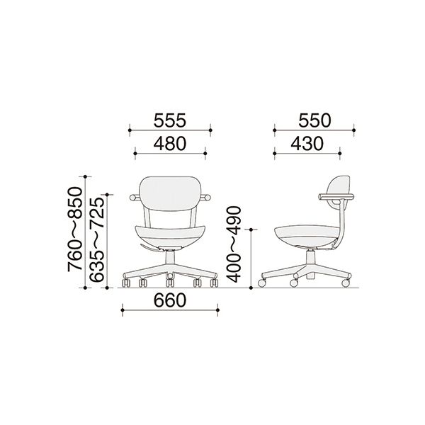コクヨ パロチェアー 背クッション スタンダードタイプ 本体:ブラック 背・座:ペールテラコッタ C07-B11CU-BK0Y0Y11脚 [2]