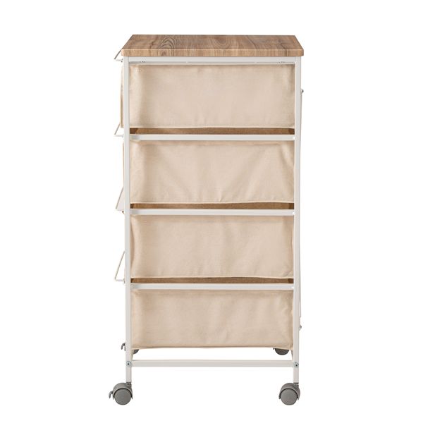 キャンバスチェスト 4段 約W43×D44×H84cm ホワイト キャスター付き 収納家具 衣類収納 [3]