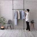 つっぱりハンガーラック 1段 約幅120cm ブラック【代引不可】(3)