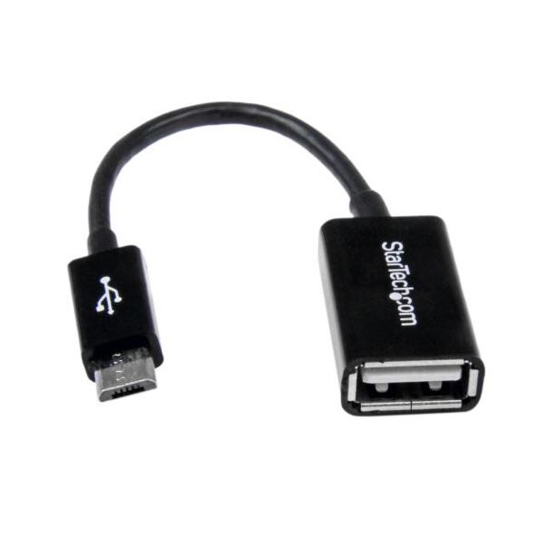 （まとめ） StarTech.com microUSB OTG変換アダプタ 12cm USB A（メス）-USB microB（オス） ブラックUUSBOTG 1個 【×2セット】