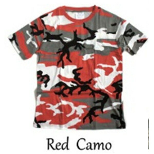 カモフラージュ Tシャツ Mサイズ レッド カモ 綿100％ 男女兼用 迷彩 ティーシャツ ミリタリー ティシ..