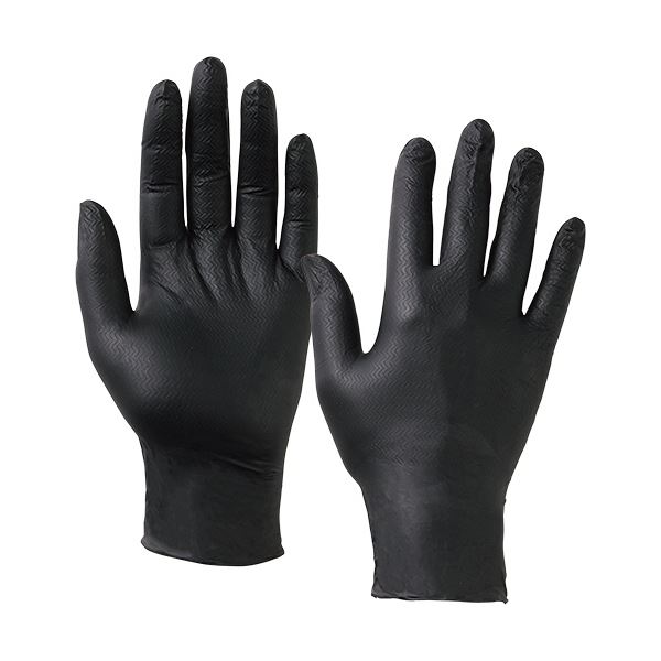 〔まとめ〕 川西工業 アイアングリップ ハード 粉無 M ブラック 2064-M 1箱 (50枚) 〔×5セット〕 使い捨て手袋 使いきり手袋