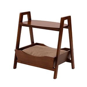 ペット サイドテーブル 約幅54cm ブラウン 天然木 クッション付き ペットベッド ペットソファ ペット用..