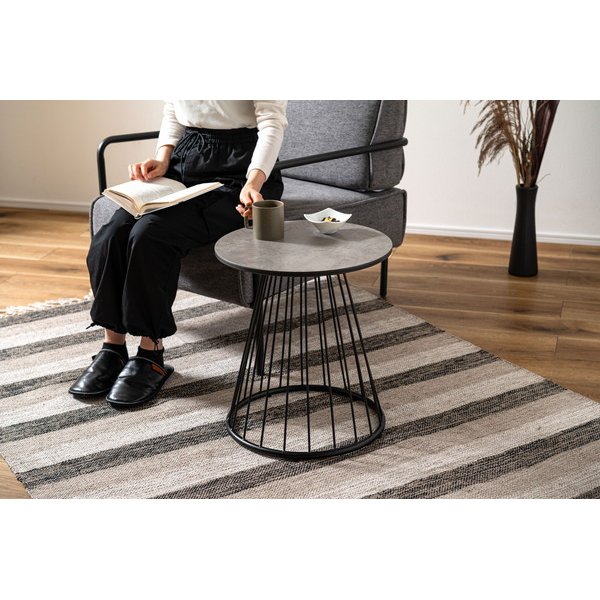 ラウンドテーブルL グレー (約W50×D50×H35cm) 完成品 [2]
