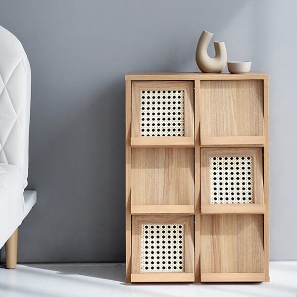 BENTANラタン調 ナチュラル縦6枚扉 組立品