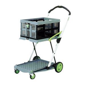 ■商品内容収納性、操作性、デザイン性で選ぶなら。ワンタッチで折りたため、すっきり収納できます。上段を起こして使用すれば大きな荷物も運べます。■商品スペック●使用時外寸：幅550×奥890×高1030mm●収納時サイズ：幅550×奥180×高710mm●キャスター収納サイズ：幅470×奥110×高670mm●重量：（本体のみ）6.9kg，（専用BOX）1.62kg●最大荷重：上段20kg，下段40kg●材質：本体=PP製，主フレーム=アルミ，補助フレーム=スチール製，ハンドル=ABS製，キャスター部=PP／PVC製●専用BOX付■送料・配送についての注意事項●本商品の出荷目安は【1 - 4営業日　※土日・祝除く】となります。●お取り寄せ商品のため、稀にご注文入れ違い等により欠品・遅延となる場合がございます。●本商品は仕入元より配送となるため、沖縄・離島への配送はできません。[ S-55 ]