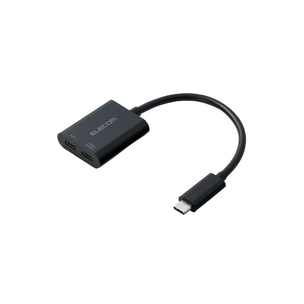 エレコム USB Type-C(TM)変換アダプター 2ポート/PD充電付き スマホをテレビにカンタン接続 ブラック MPA-C2CPD100BK