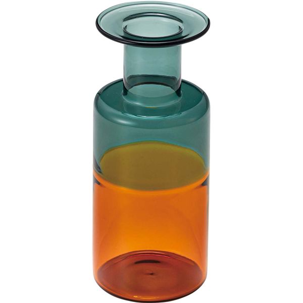 ガラスベース グリーン＆オレンジ （約W6.5×D6.5×H15.5cm） 完成品