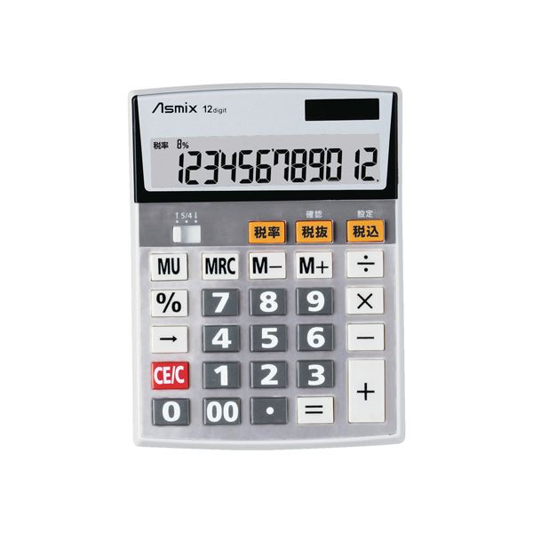 ■商品内容【ご注意事項】この商品は下記内容×3セットでお届けします。設定税率がいつでも確認できる税率表示液晶搭載。■商品スペック●規格：M●外寸：幅102×奥135×高24mm●重量：102g●桁数：12桁●表示数字高：11．5mm●1メモリ●電源：太陽電池＋LR1131●数字が見やすい傾斜表示タイプ■送料・配送についての注意事項●本商品の出荷目安は【5 - 11営業日　※土日・祝除く】となります。●お取り寄せ商品のため、稀にご注文入れ違い等により欠品・遅延となる場合がございます。●本商品は仕入元より配送となるため、沖縄・離島への配送はできません。[ C1253 ]