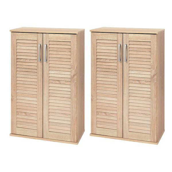 ルーバーシューズラック2点セット スリムタイプ 幅約60cm ホワイト 棚板（1台）：6枚 組立式【代引不可】