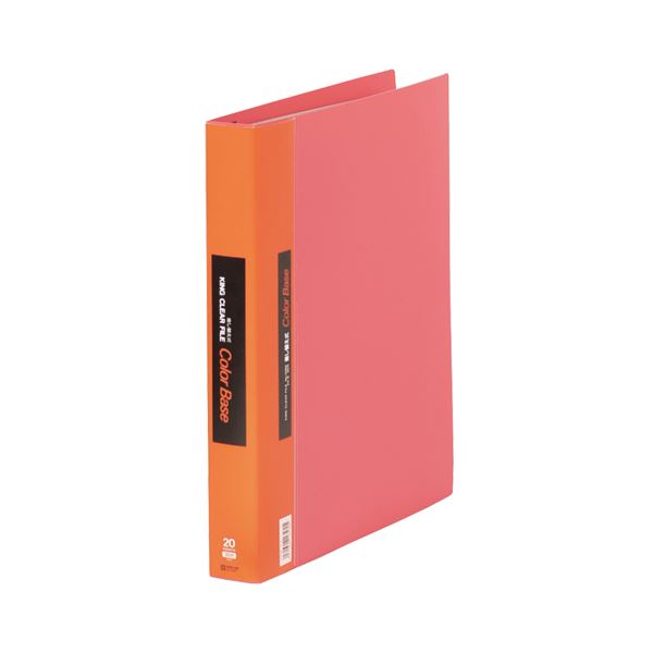 （まとめ） キングジムクリアーファイル カラーベース 差し替え式 A4タテ 30穴 15ポケット付属 背幅40mm 赤 139W-R 1冊 【×3セット】