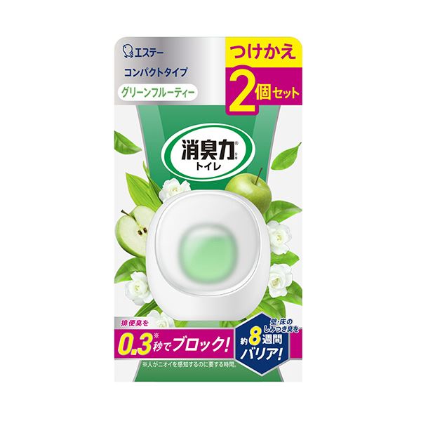 （まとめ） エステートイレの消臭力 コンパクト グリーンフルーティ 付替用 1パック（2個） 【×5セット】