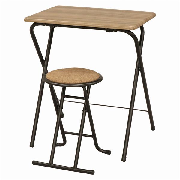 折畳テーブル・チェアセット ブラウン×ブラック【代引不可】