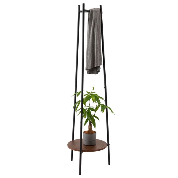 ハンガー 約W43.5×D44.5×H160.5cm ダークグレー 棚板付き ハンガーラック 衣類収納 インテリア家具 ディスプレイ家具 [3]
