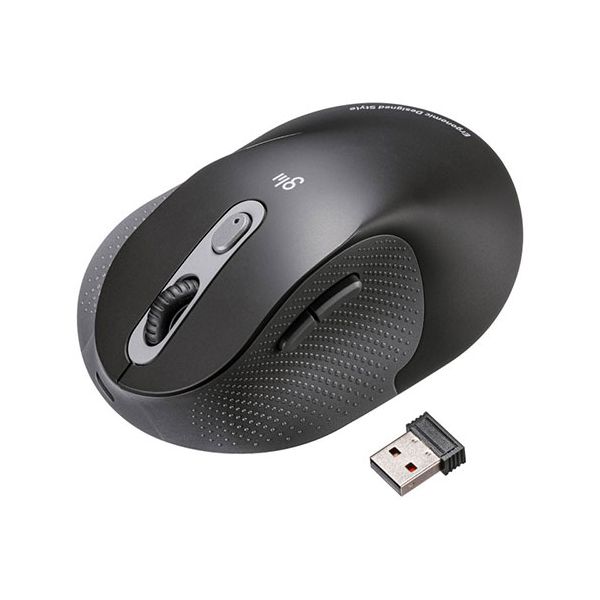 サンワサプライ 静音ワイヤレスエルゴノミクスマウス 2.4GHzワイヤレス・高さ58mm ブラック MA-EWBS528LBK