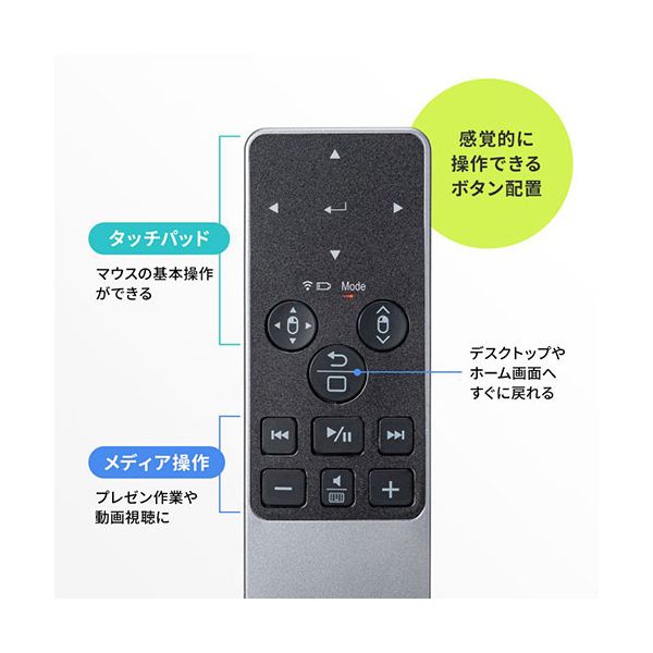 alineのサンワサプライ Bluetoothタッチパッドリモコン プレゼンや動画視聴時に便利なカーソル・メディアキー ブラック MA-PBS325BK｜アングル2