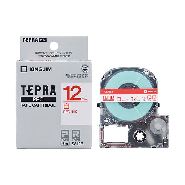 【5個セット】 KING JIM キングジム テプラPROテープ白ラベル 12mm 赤文字 KJ-SS12RX5(2)