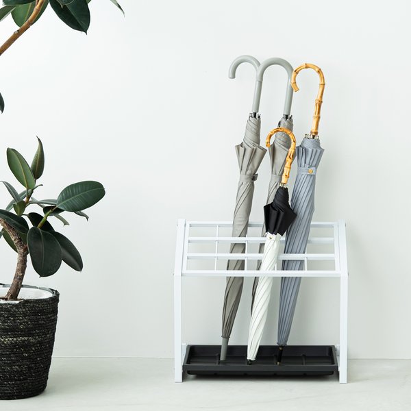 【5個セット】15マス傘立て（ホワイト/白） かさたて カサ立て 収納 オフィス アンブレラスタンド 店舗 業務用 大容量 軽量 玄関 アイアン エントランス NK-7220 組立品