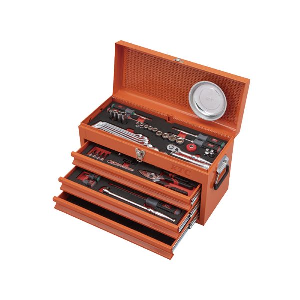 KTC 京都機械工具 66点組 9.5SQ 自動車・二輪整備用 スタンダードセット ツールチェスト オレンジ 2025SKセール SK36626XCR
