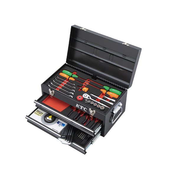 KTC 京都機械工具 40点組 9.5SQ DIY用工具セット ツールチェスト ブラック SK34026XBK