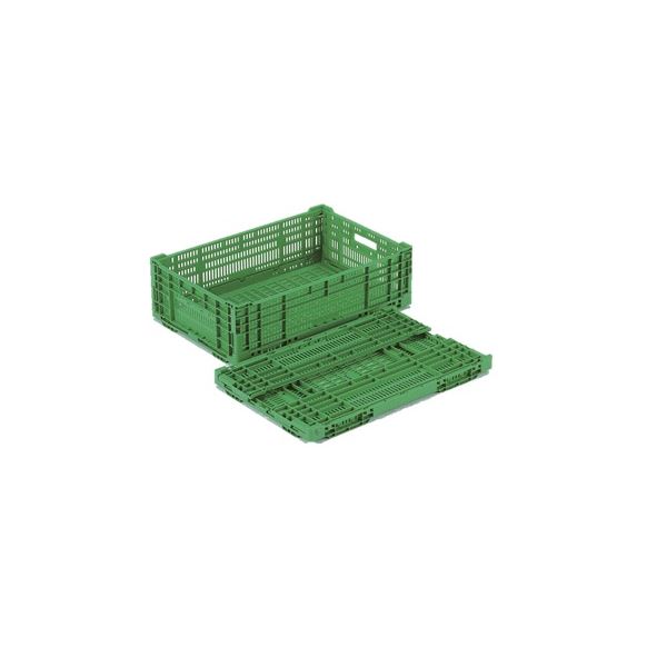 Garments Storage Implements - 【10個セット】 折りたたみコンテナー/オリコン 【RS-MM33】 グリーン 材質：PP ワンタッチ組立【代引不可】