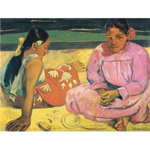 世界の名画シリーズ、プリハード複製画 ポール・ゴーギャン作 「タヒチの女(浜辺にて)」額縁付【代引不..
