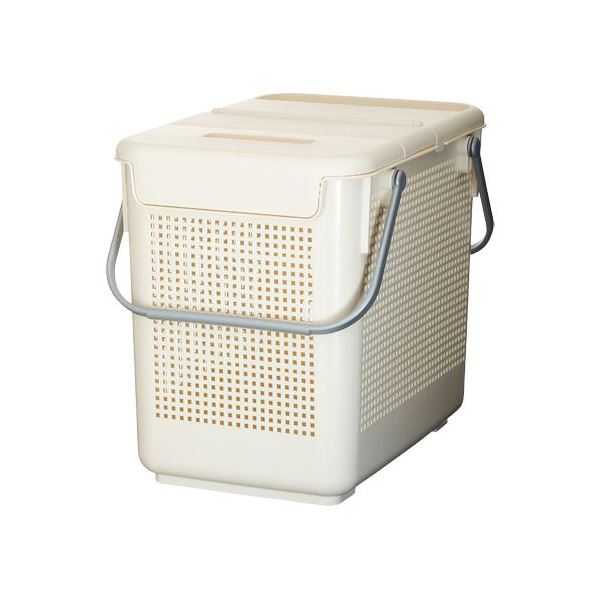 フタ付きランドリーバスケット(洗濯かご/ランドリー収納) 幅34cm×奥行47cm 深型 メッシュバスケット 日本製 ホワイト(白)