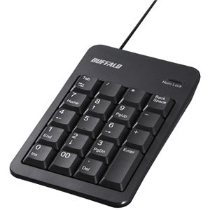バッファロー(サプライ) 有線テンキーボード TabキーUSBハブ付き ブラック BSTKH100BKZ バッファロー(サプライ) 有線テンキーボード TabキーUSBハブ付き ブラック BSTKH100BKZ