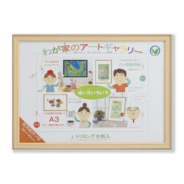 〔 カラー画用紙額 〕 軽い額 画用紙額 四ツ切 540×380mm ナチュラル 透明PET付 額 額縁 フレーム