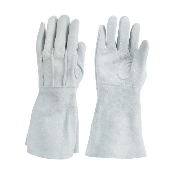 (まとめ) 東和コーポレーション 溶接用 牛床革 5本指 W-335(外縫い) グレー 460-W335SOTO 1双 【×5セット】