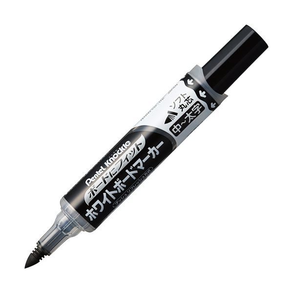 (まとめ) ぺんてる ノックル ボードにフィット ホワイトボードマーカー 中-太字・ソフト丸芯 黒 EMWL5B..