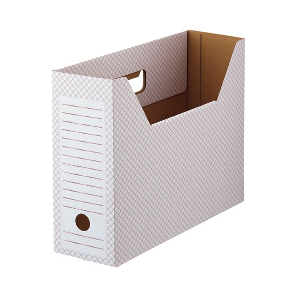 Magazine Boxes - TANOSEEボックスファイル(ホワイト) A4ヨコ 背幅100mm レッド 1セット(50冊:10冊×5パック)