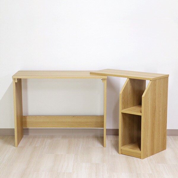 デスク ナチュラル 幅90cm 伸長 システム ハイ タイプ 日本製 木製 棚 収納 付き 在宅 テレ ワーク オ..