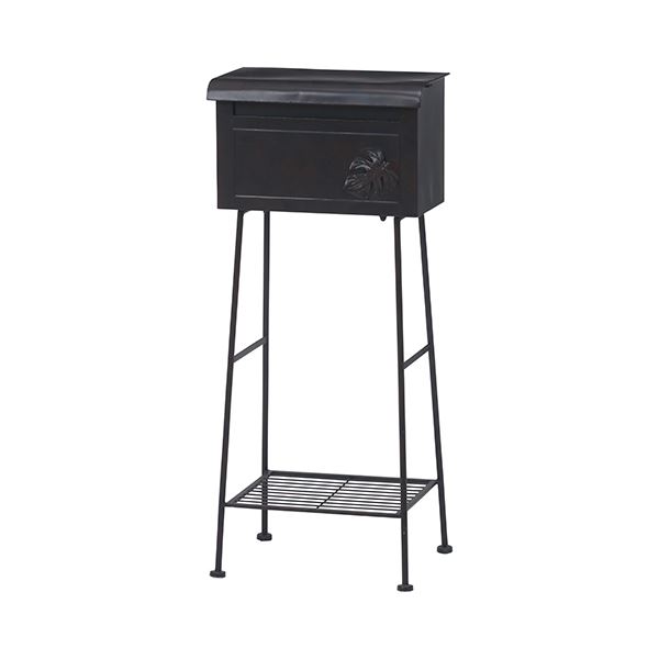 ポスト 郵便受け 幅425mm 横型 モンステラ ブラウン スチール 棚付き ガーデン 玄関 エントランス 入口 店舗 お店【代引不可】(4)