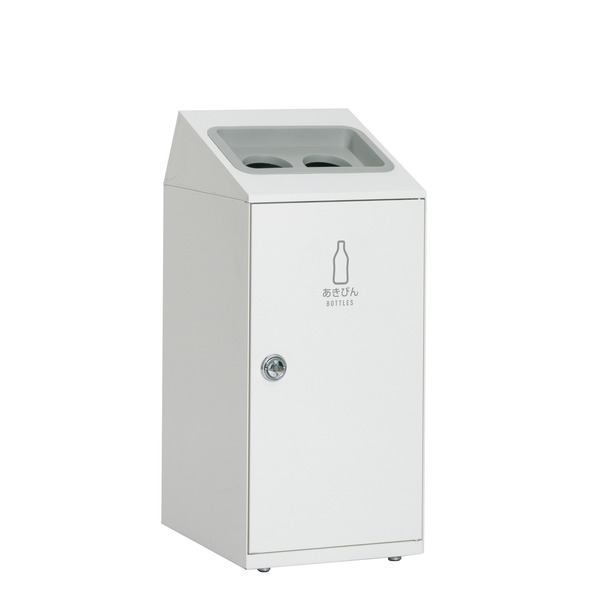 Square Shape - ゴミ箱 〔 あきびん用 オフホワイト 〕 47.5L 丸穴 スチール製 テラモト ニートSLF ダストボックス