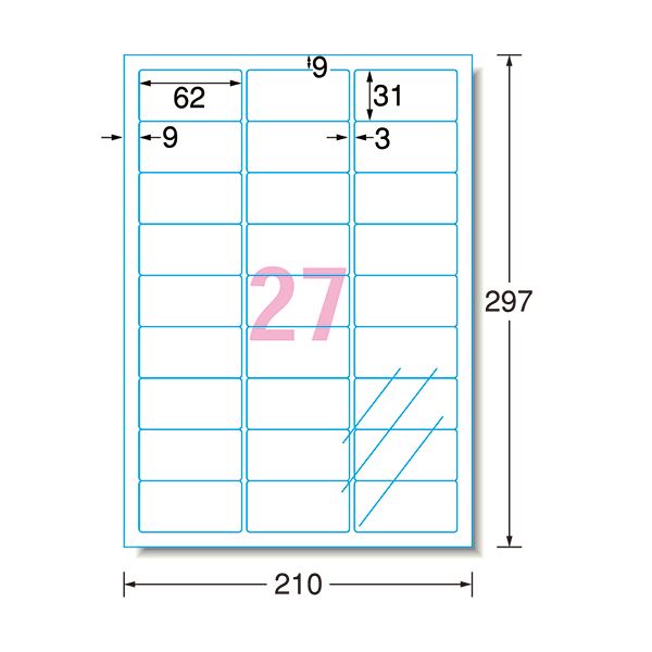 （まとめ）エーワン ラベルシール[インクジェット]光沢フィルム・透明 A4 27面 62×31mm 28972 1冊(10シート) 【×3セット】