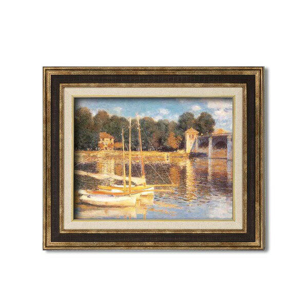 〔 額装品 〕 世界の名画 ダークブラウンアンティーク額 F6 モネ「アルジャントーユの橋」 フレーム 額縁 額