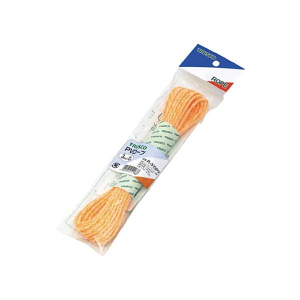 (まとめ) TRUSCO PVロープ 4mm×10m ボビン巻 黄 R-410PV 1巻 【×5セット】