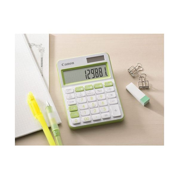 (まとめ) キヤノン 電卓 ミニ卓上モデル LS-105WUC-GR 10桁 グリーン 2306C001 1台 【×5セット】