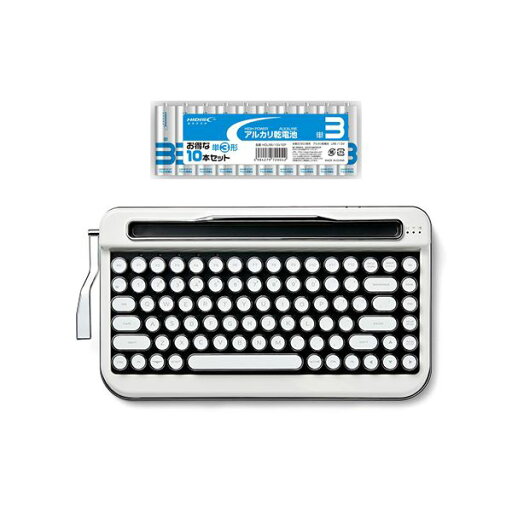 AJAX タイプライター風キーボードPENNA(ペナ) Pure White + アルカリ乾電池 単3形10本パックセット PNADWH+HDLR6/1.5V10P AJAX タイプライター風キーボードPENNA(ペナ) Pure White + アルカリ乾電池 単3形10本パックセット PNADWH+HDLR6/1.5V10P