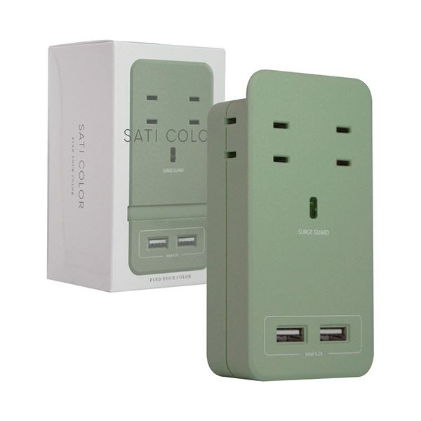 ファーゴ SATI COLOR電源タップ AC4個口+USB2ポート ライトグリーン CT221LG 1個