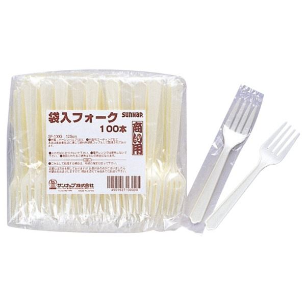 (まとめ) フォーク/使い捨て食器 【袋入り 100本入】 アウトドア パーティー 商い用 業務用 【×50個セ..