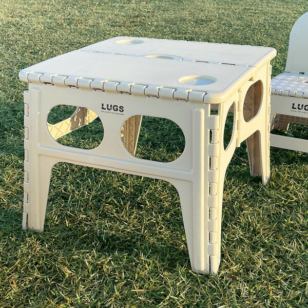 LUGS 折りたたみ式 コンパクトテーブル 約幅48cm サンドベージュ 折りたたみテーブル リビング インテ..