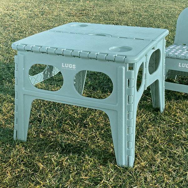 LUGS 折りたたみ式 コンパクトテーブル 約幅48cm ターコイズブルー 折りたたみテーブル リビング イン..